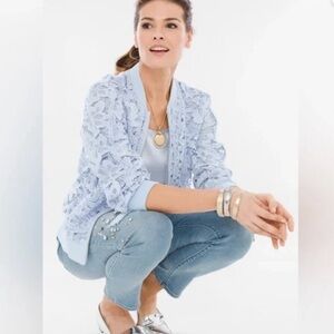 Chico’s Black Label Blue Lace Bomber